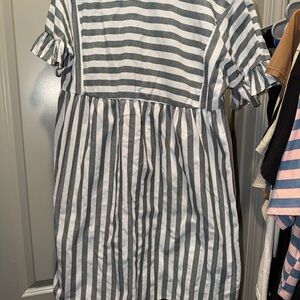 Striped Gray and White Kids Dress